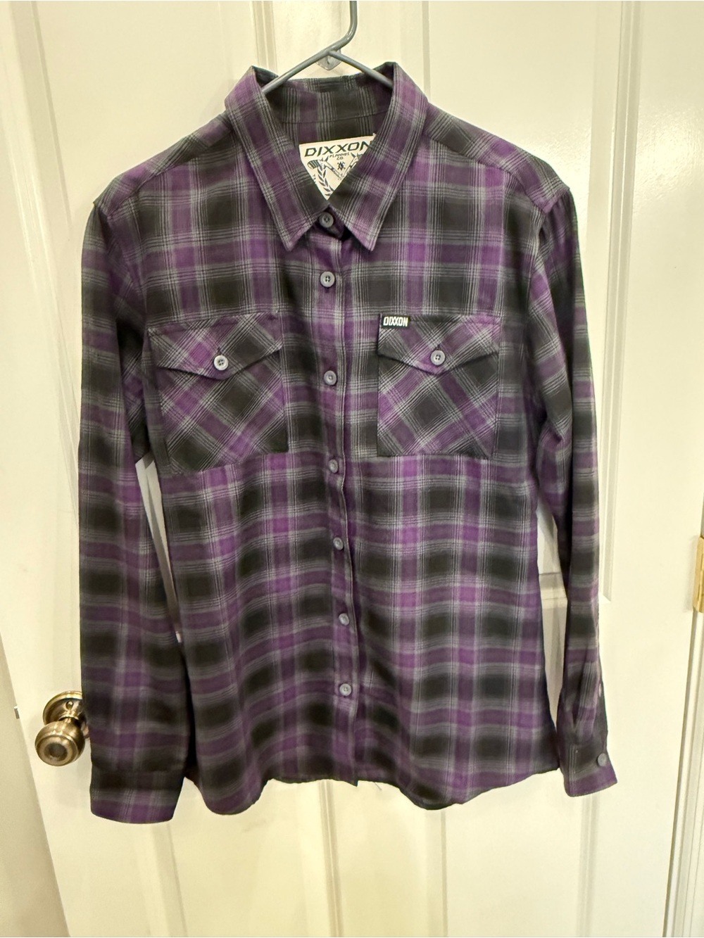 DIXXON The Forum Women’s Flannel Purple Black Plaid Size L